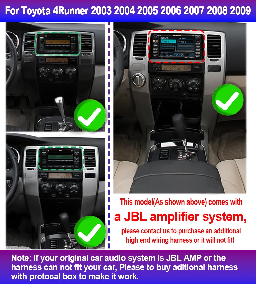 2+32GB Android 13 Car Stereo 7in Car Radio for Toyota 4Runner 2003-2009 with Carplay Android Auto Head Unit with WiFi GPS Bluetooth + AHD Backup Camera/Microphone