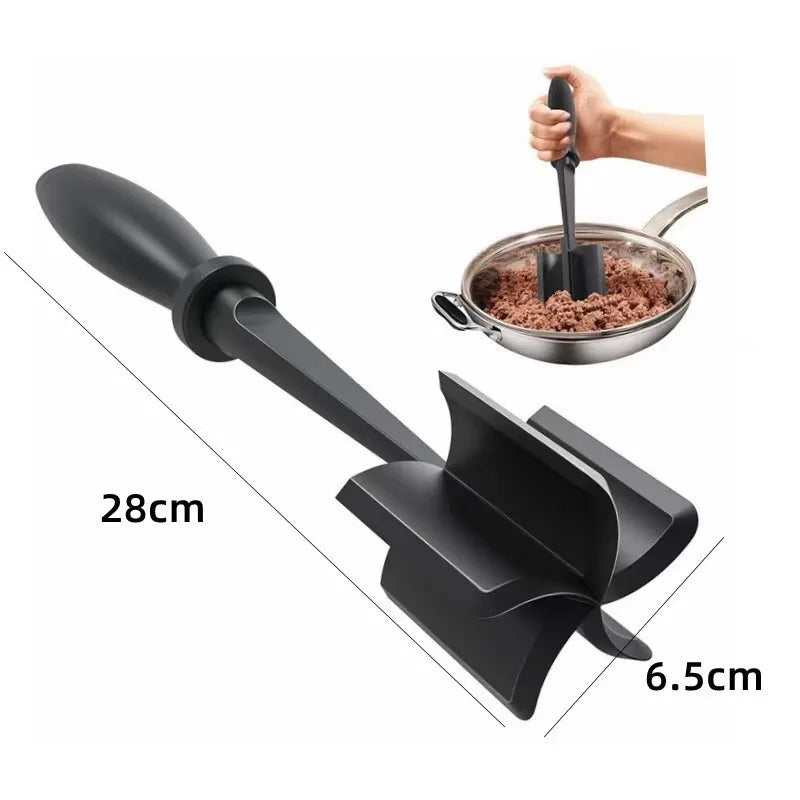 Hot Sale Kitchen Meat Chopper Ground Beef Masher Mixing, Grinding and Pounding Spatula Meat Scraper for Mincing Meat LIJIAO