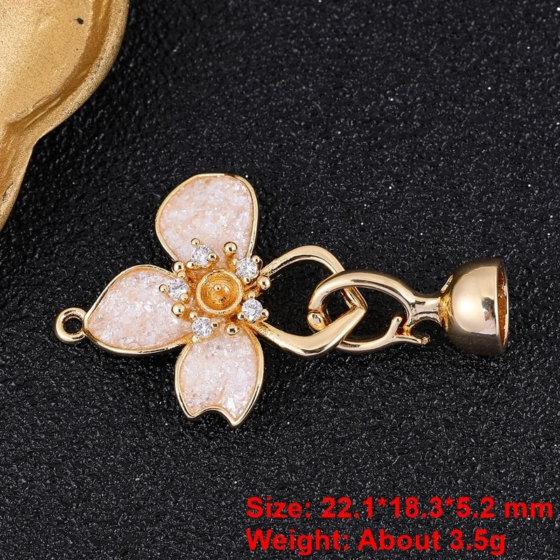 Juya 18K Gold Plated Decorative Fasteners Connector Locks Pearls Clasps Accessories For DIY Needlework Beads Jewelry Making