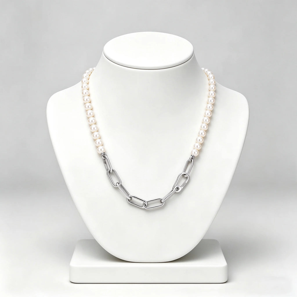 2026 New 925 Pure Silver Chain Y-shaped Necklace Two tone Splicing Necklace for Women's Fashion DIY Jewelry Gifts