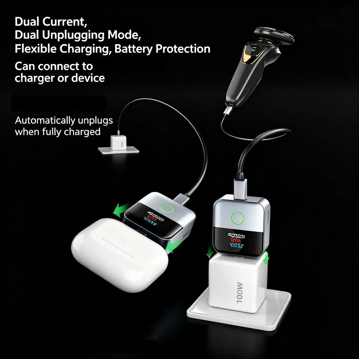 KEBIDUMEI 140W Smart Auto Power-off Phone Charge Separator Digital Display Type-C Fast Charging Data Cable Overcharge Protection