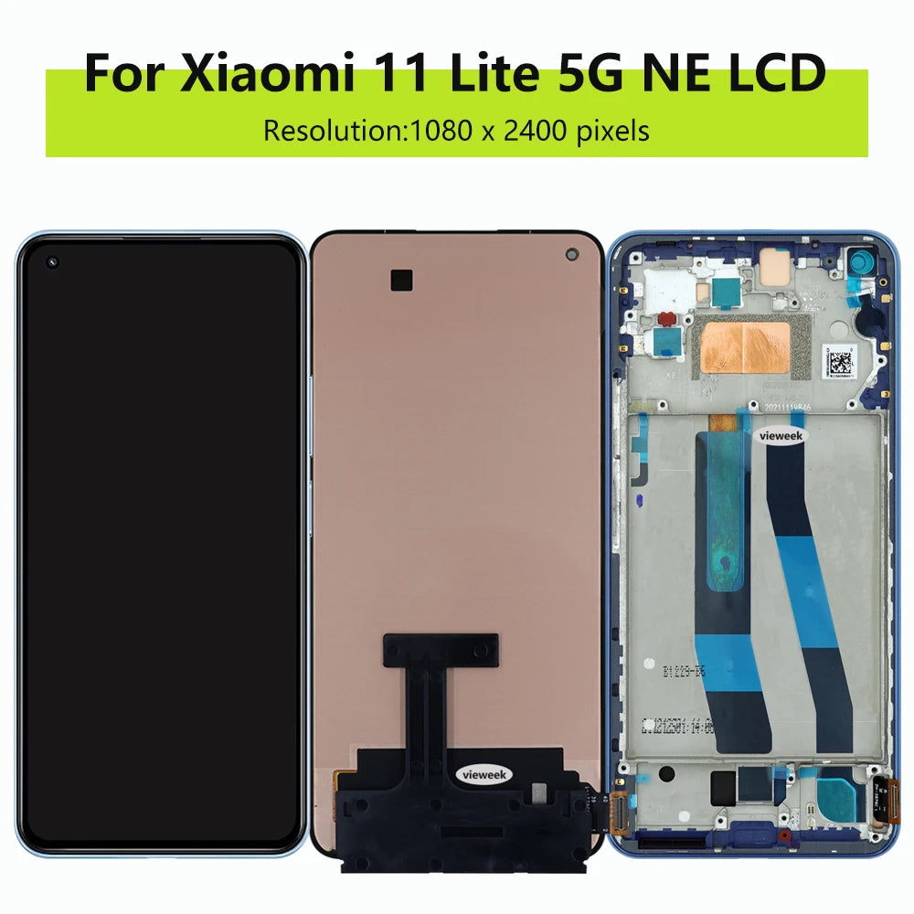 AMOLED Screen for Xiaomi 11 Lite 5G NE LCD Display Screen Touch Panel Digitizer Assembly for Mi 11 Lite 5G NE 2109119DG 2107119D