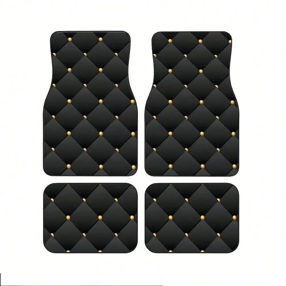 4PCS diamond, printed car floor mat, suitable for cars, trucks, SUVs, This floor mat is durable, car interior accessories