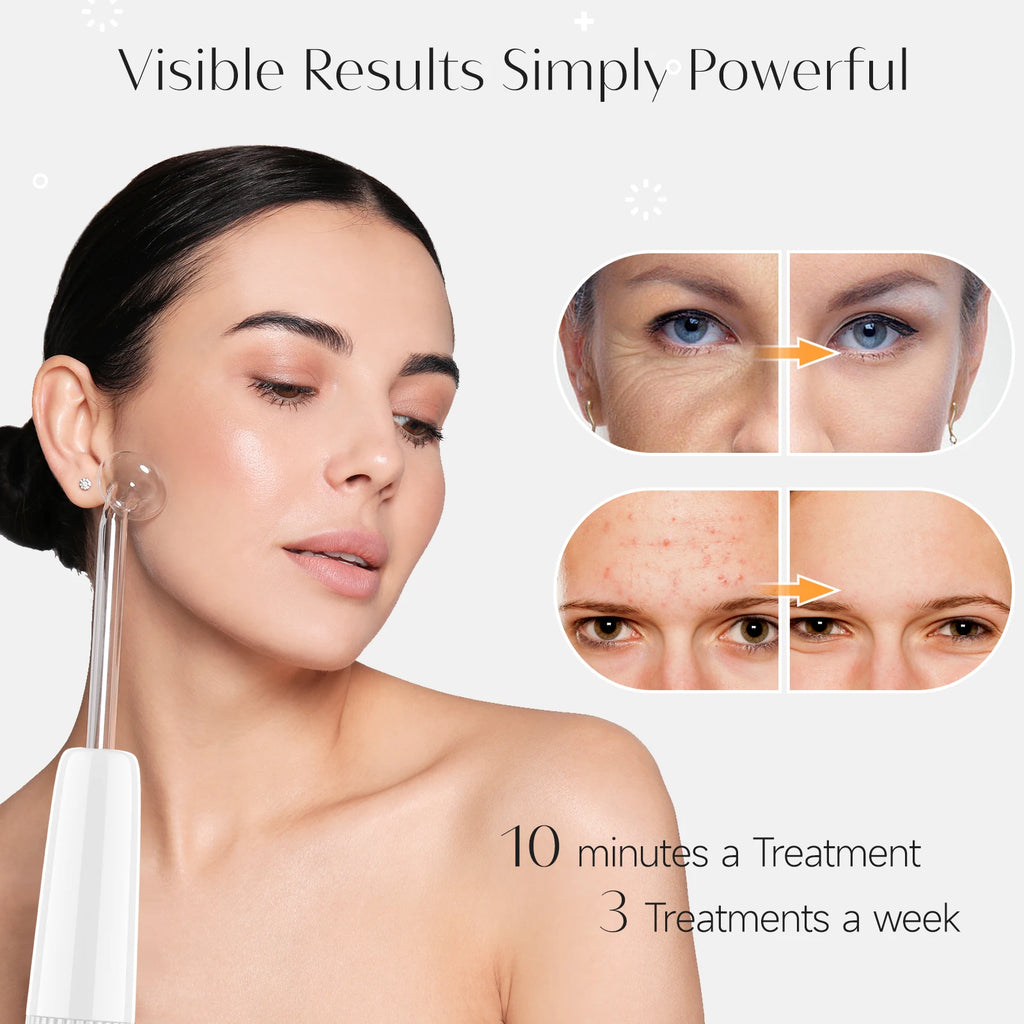 DARSONVAL Blue 6-in-1High Frequency Facial Machine For Hair Face Anti Aging Therapy Acne Tool Fusion Neon+Argon Wands Skin care