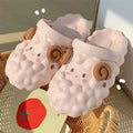 Mo Dou Women's Home Slippers Soft EVA Sandals Non-slip Toe-wrapped Lovely Cartoon Sheep for Men Cozy Parent-child Breathable