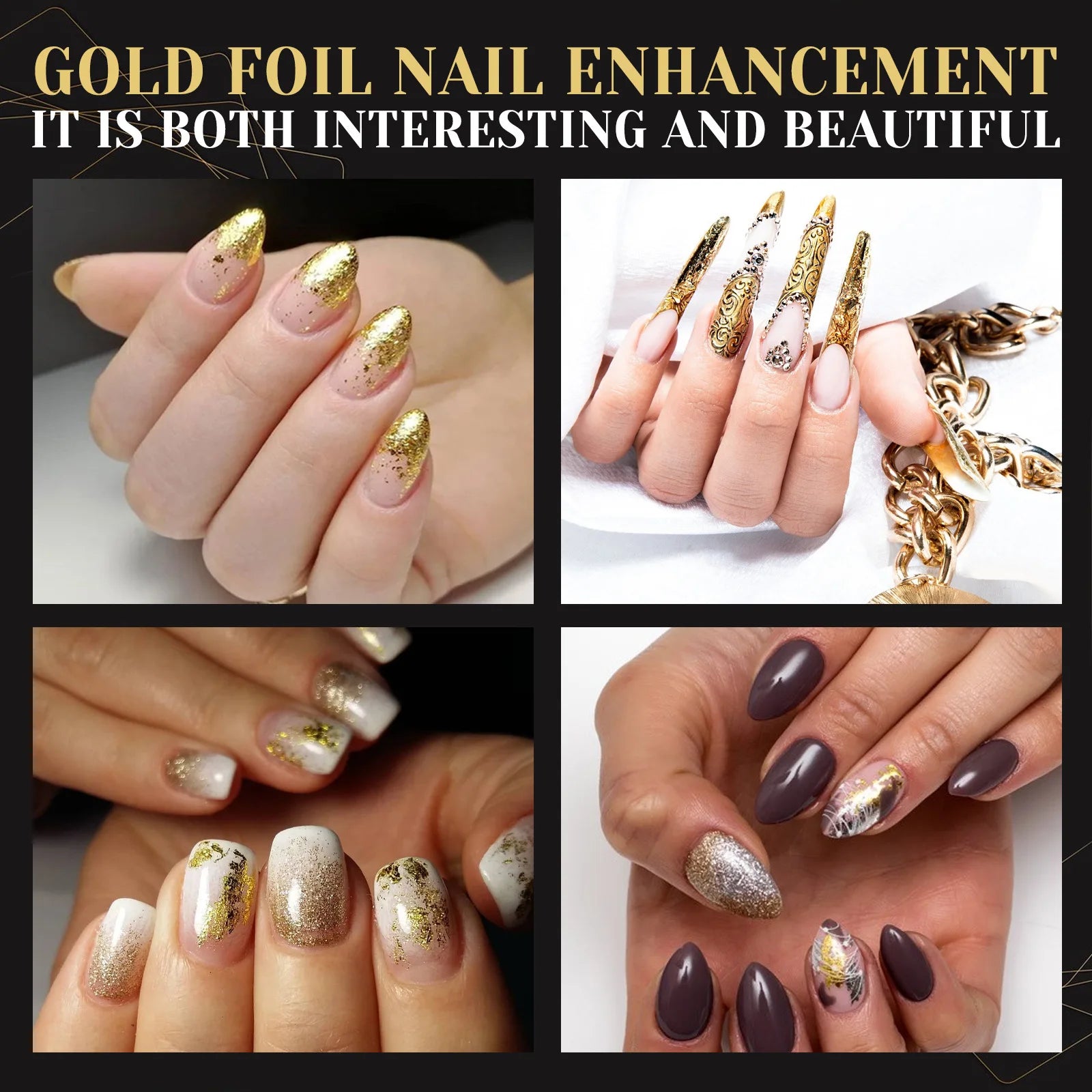 EELHOE Gold Flakes Face Sequins Foil Paper Shiny Body Face Glitter Confetti Nail Art Decoration Glitters Shiny Foil Paper 10PCS