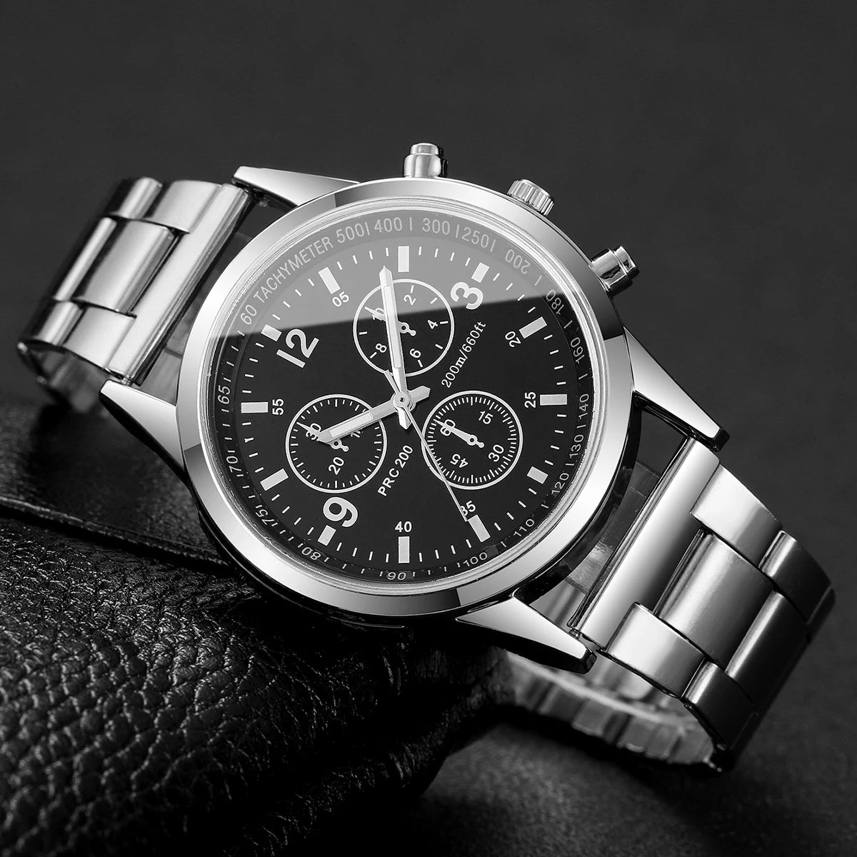 Fashion Men Business Quartz Watch Luxury Silvery Strap Wristwatch Reloj Hombre（Without Box）
