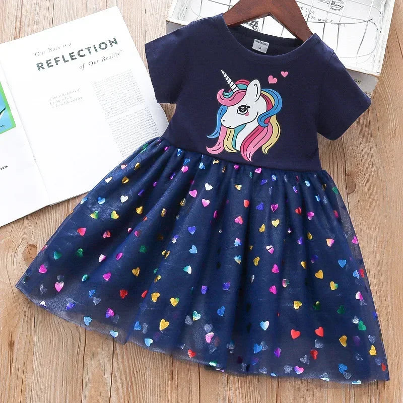 Girls Clothes New Summer Princess Dresses Flying Sleeve Kids Dress Unicorn Party Baby Dresses for Children Clothing 1-6Y