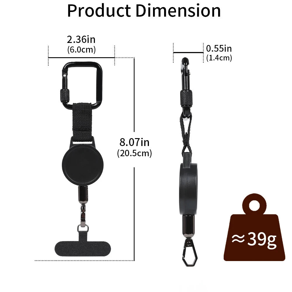 Safety Lanyard Stra Retractable Anti-Theft Phone Holder Smartphonewith Carabiner Anti-Drop Harness for Hiking Cycling Climbing