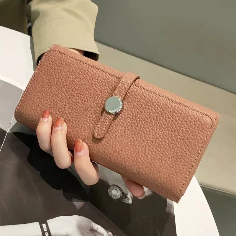 Genuine Leather Wallet Women Long Clutch Fashion Luxury Brand Ladies Purses Card Holder Zipper Coin Pocket High Quality Billfold