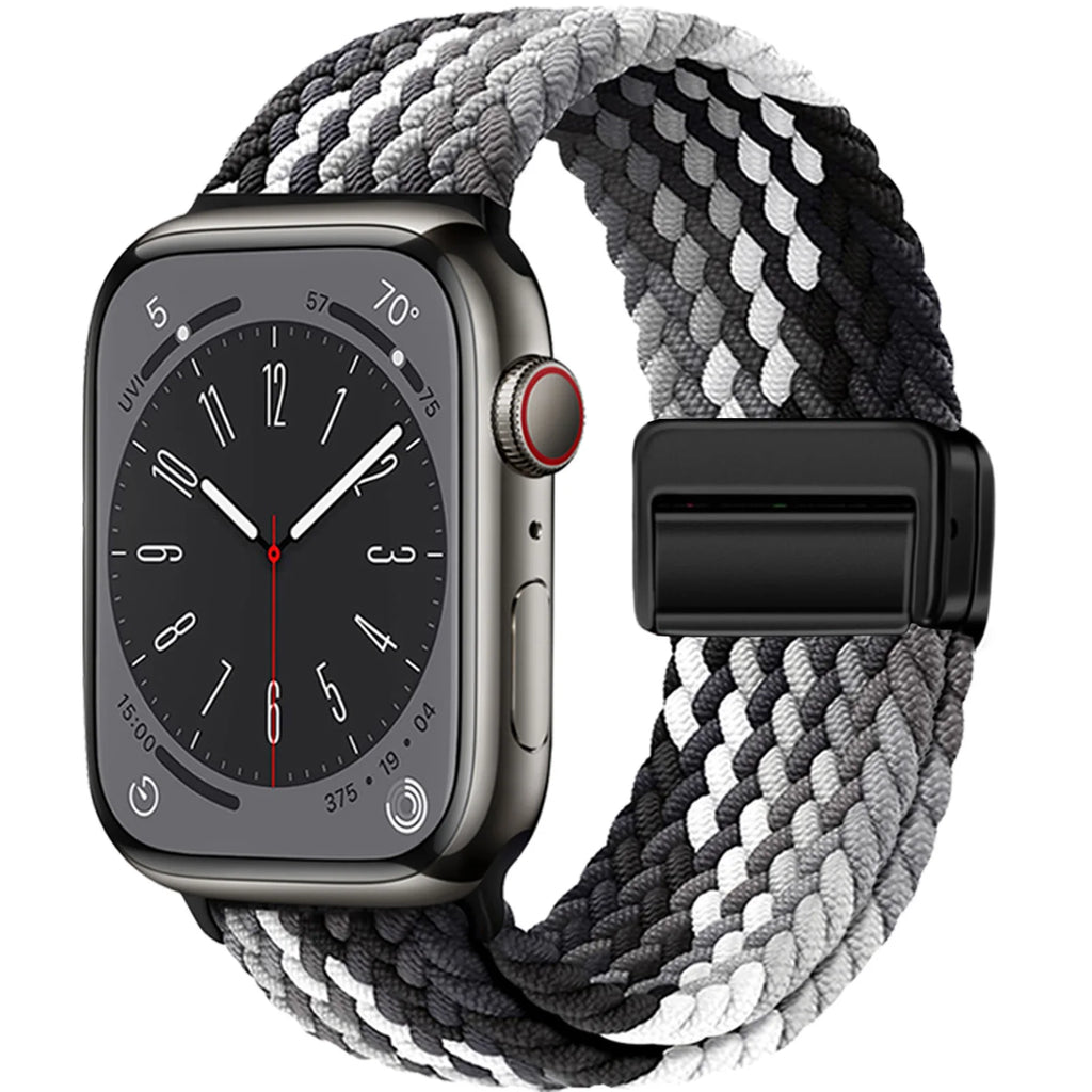 Nylon Strap For Apple Watch Band Ultra 44mm 40mm 45mm 49mm 41mm 44 mm magnetic buckle Braided Bracelet iWatch series 10 9 se 7 8