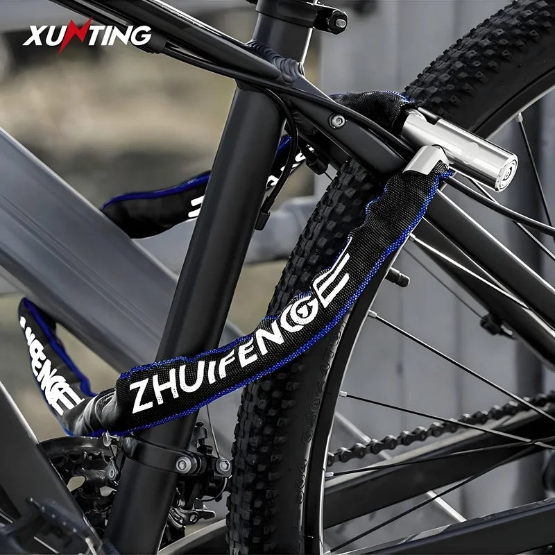 Bike Chain Lock 65cm 250g Ultra Lightweight Portable Anti-Theft Zinc Alloy Fabric Wrapped Bicycle Security Lock MTB Road Cycling