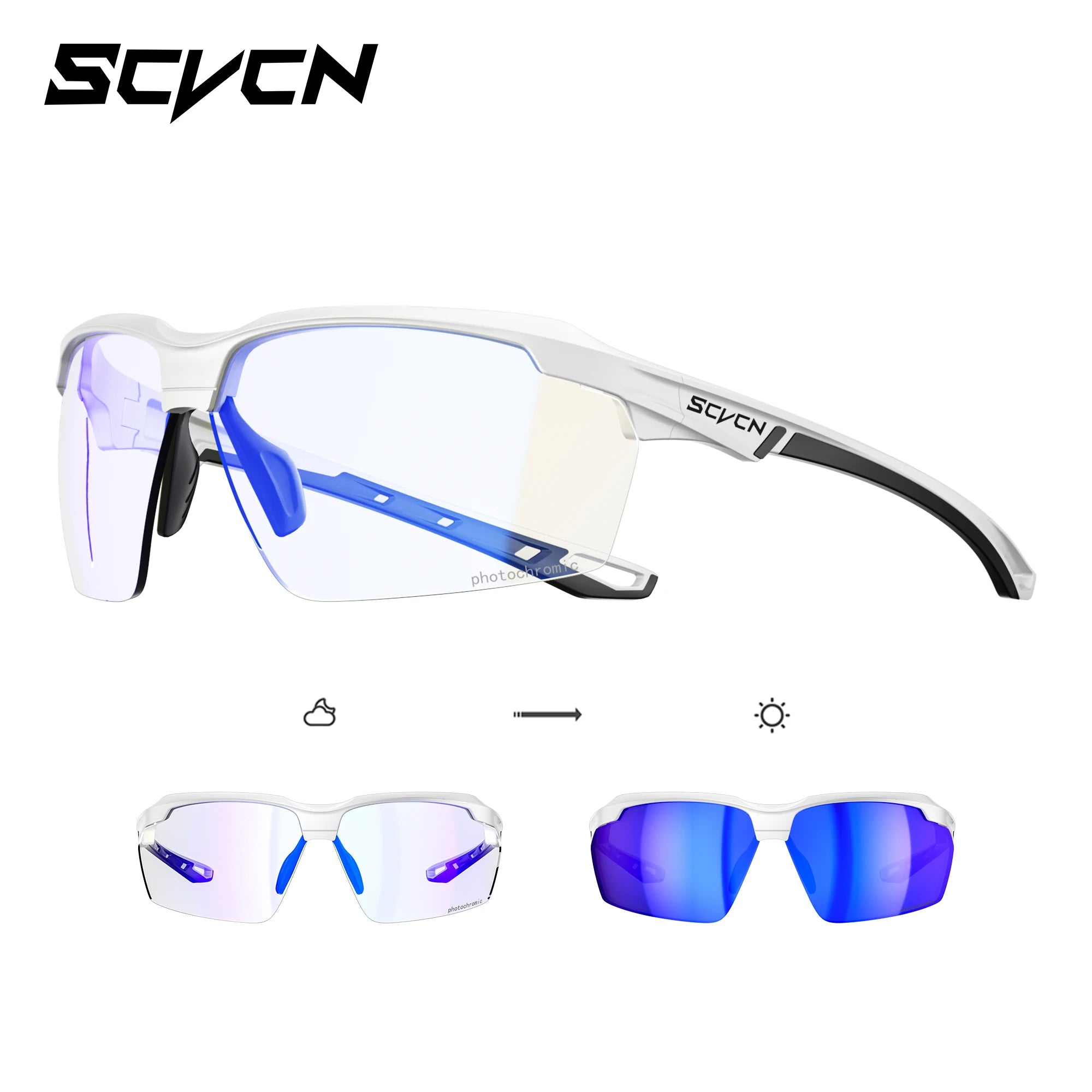 SCVCN Photochromic Cycling Glasses Outdoor Running Sunglasses Men Shockproof Tactical Goggles Outdoor Airsoft Shooting Glasses