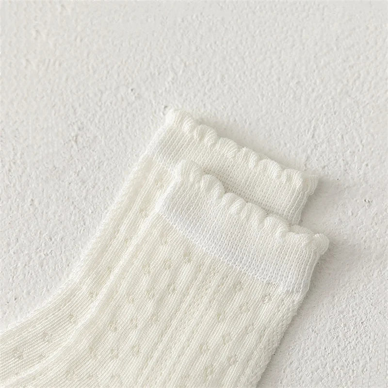 5Pairs/set Children Mesh Socks For 2-12Years Girls Summer Thin Breathable Kids Socks Sweet Fashion White Princess Lace Sock New