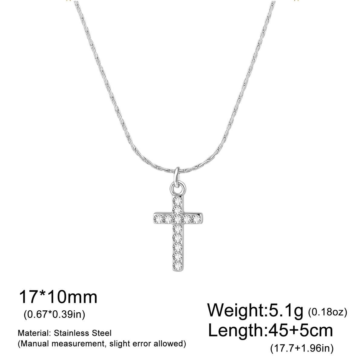 Skyrim Clear Zircon Cross Pendant Necklace Women Gold Plated Stainless Steel Filled Beading Chain Choker Religious Jewelry Gift