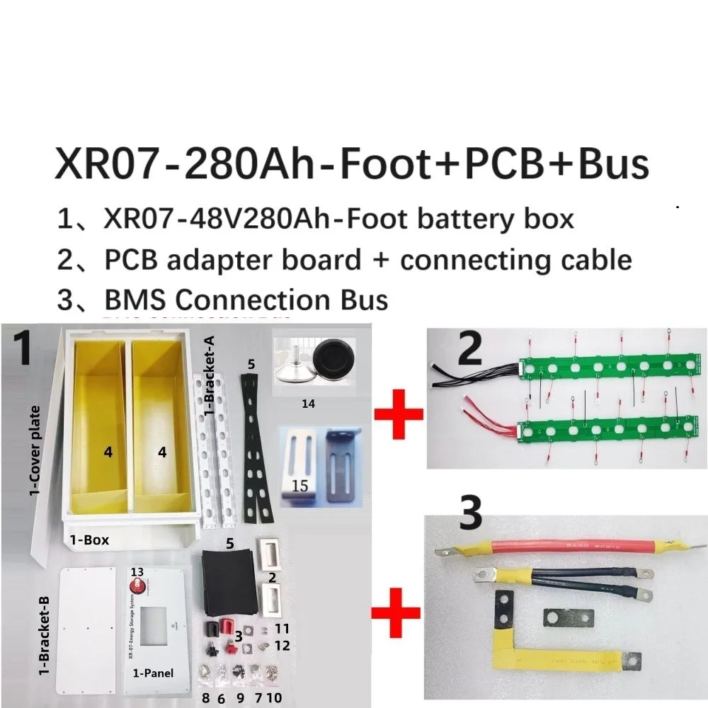 XR07 48V 280AH LiFePO4 Battery Case PowerBox Solar Home Energy Storage 16S 51.2v DIY Kit For JK BMS EVE CATL 280AH 302AH