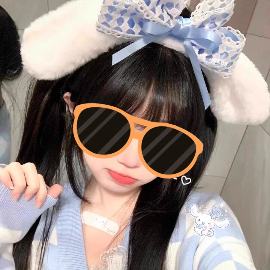 Kawaii Series Plush Headband Kuromi My Melody Cinnamoroll Dog Anime Cute Cartoon Plush Ear Headband Hair Accessories Gift