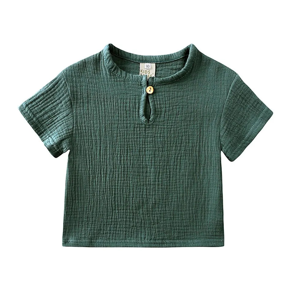 2-8 Years Children Casual Suit Baby Muslin T Shirt and Shorts Girls Blue Green White Tops and Bottoms Summer 2 Pcs Clothing Set