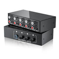 Stereo Audio Switch Selector 4-IN-1 Bi-direction Stereo RCA AUX Audio Switch A/B Splitter 3.5mm Aux L/R RCA 4X1 Audio Switch Box