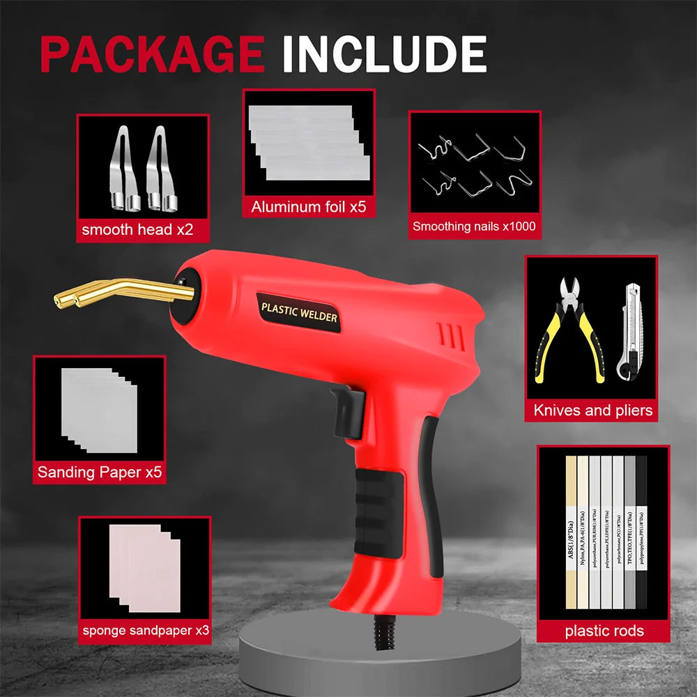 Besper 200W Plastic Welder, 2in1 Plastic Welding Kit Plastic Repair Welder Hot Stapler Soldering Gun Car Bumper Plastic Repair