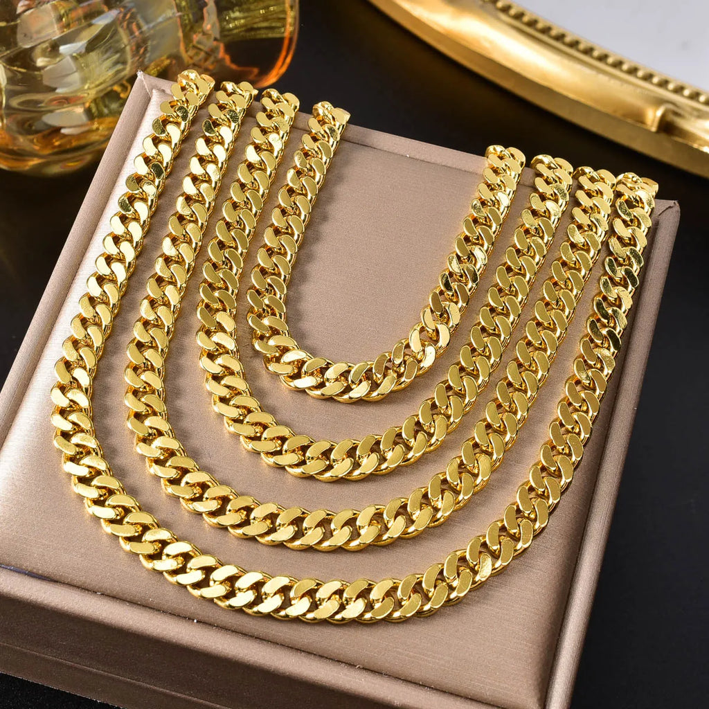 Italian 750 Cuban Chain Necklace For Men And Women Luxurious 18k Gold-Plated Hip-Hop Punk Suitable For Parties New Year Jewelry