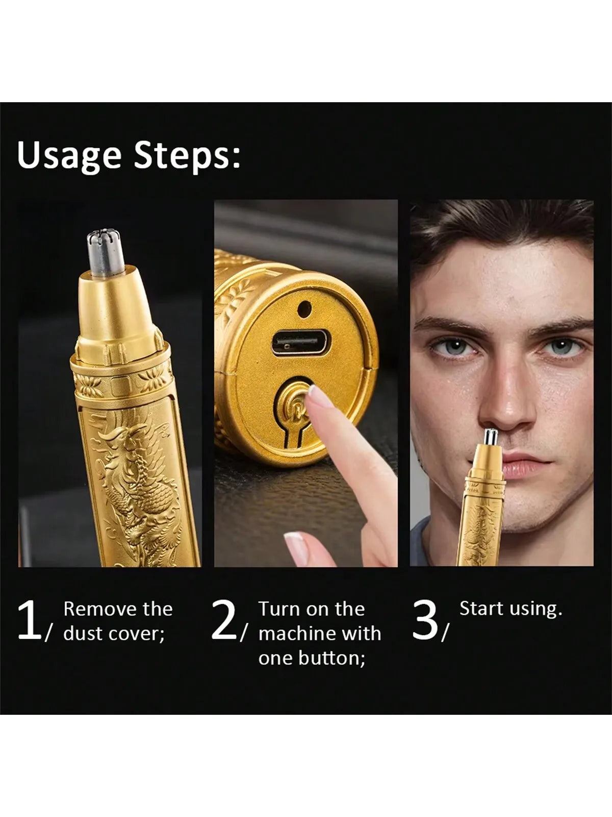 2026 Ear and Nose Hair Trimmer for Men 360 Rotating Dual-Blade Electric Shaver Professional Ear Nose Removal Battery (Without Ba