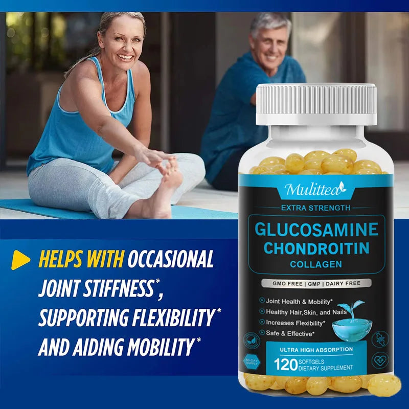 Mulittea Glucosamine Chondroitin for help Joint & Knee Pain help Discomfort of Bones and Improves Joint Mobility