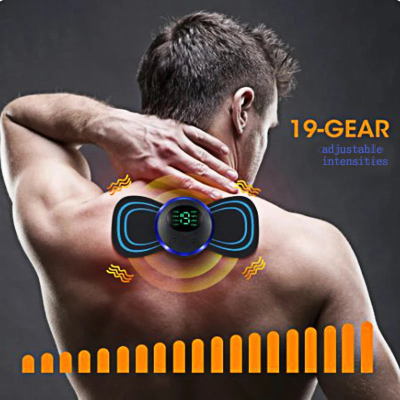 EMS Neck Massager Mini Neck and Back Stimulator Massager Portable Gel Pad Sticker Thin
