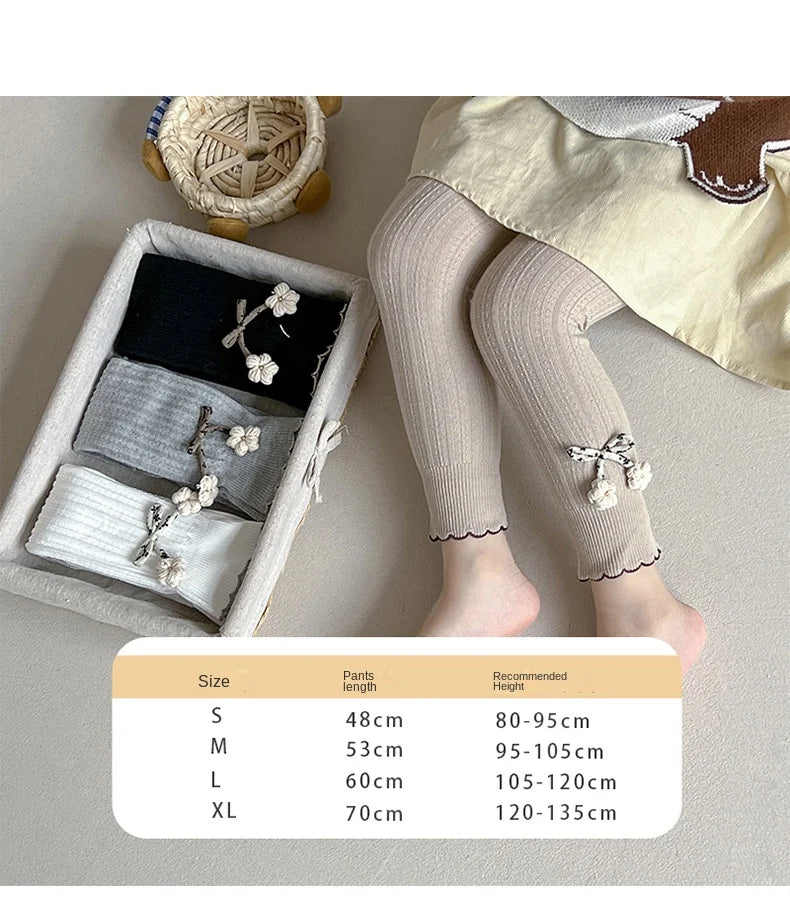 Cotton Baby Flower Pantyhose 2023 Girls' Spring Autumn Korean Cute Bottom Pants  0-7Years Children's Lace Wholesale Clothes