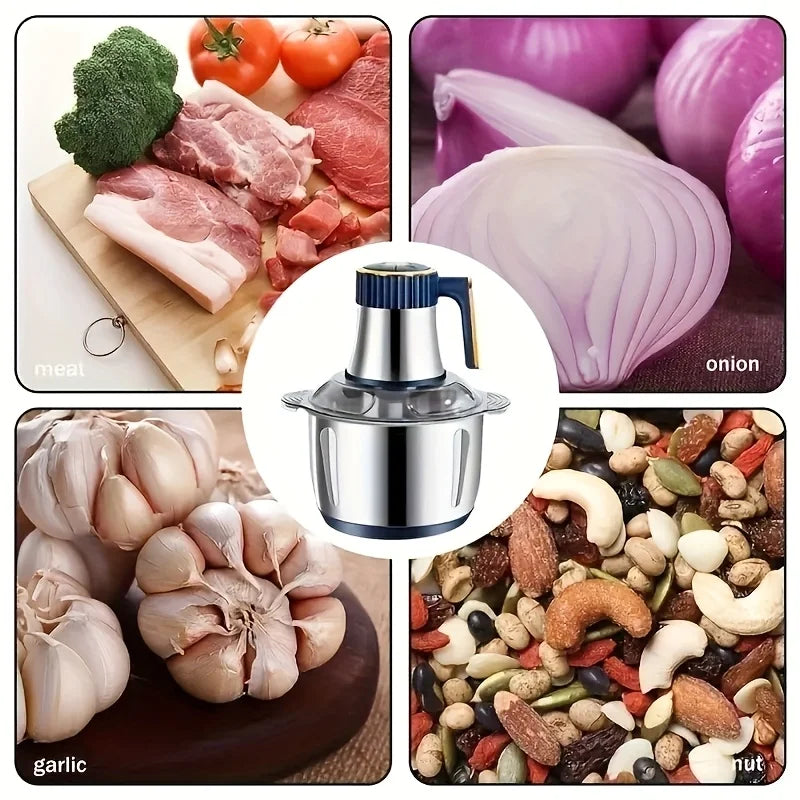 Stainless steel meat grinder and vegetable chopper, food processing machine, food chopper meat/vegetable/fruit grinder