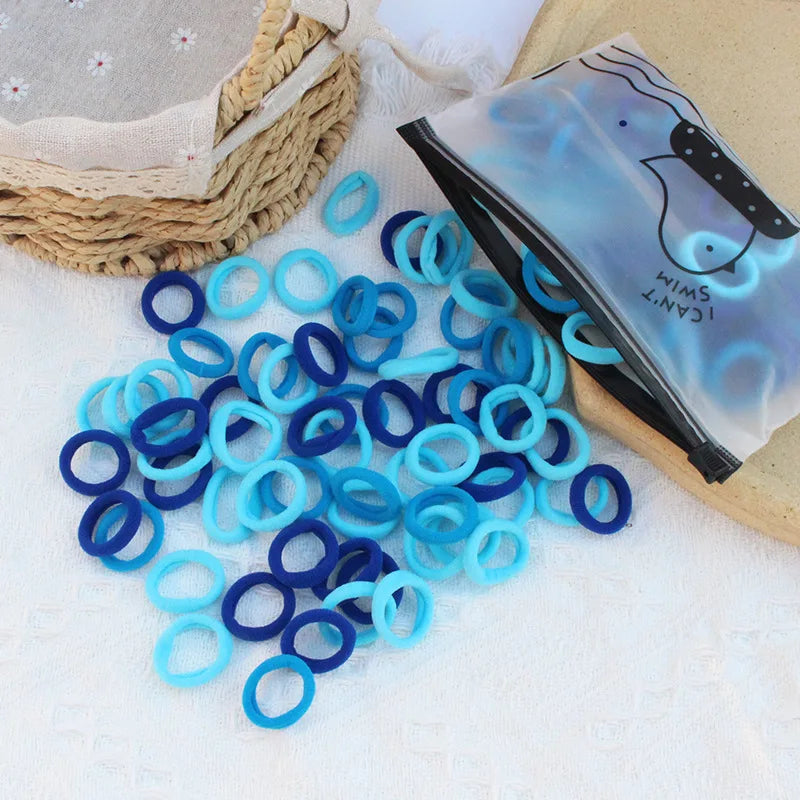 100 Zippered Bag Children's Hair Accessories With High Elasticity Fashionable Nylon Hair Rope Simple Basic Sports Headband