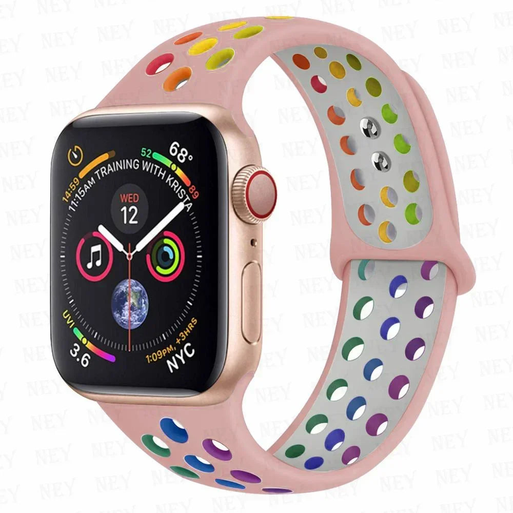 Sport Strap For Apple Watch Band 45mm 49mm 44mm 40mm 41mm 42mm Silicone bracelet correa iWatch Ultra 2 Series 9 8 SE 7 6 5 4 3