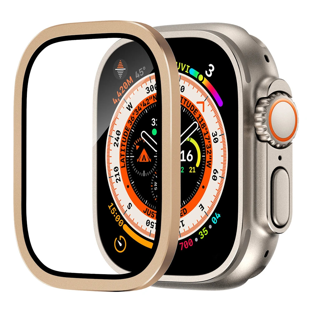 Tempered Glass for Apple Watch Ultra 2 49mm Screen Protector Metal Frame Anti-Scratch for IWatch Series Ultra 49 mm Accessories