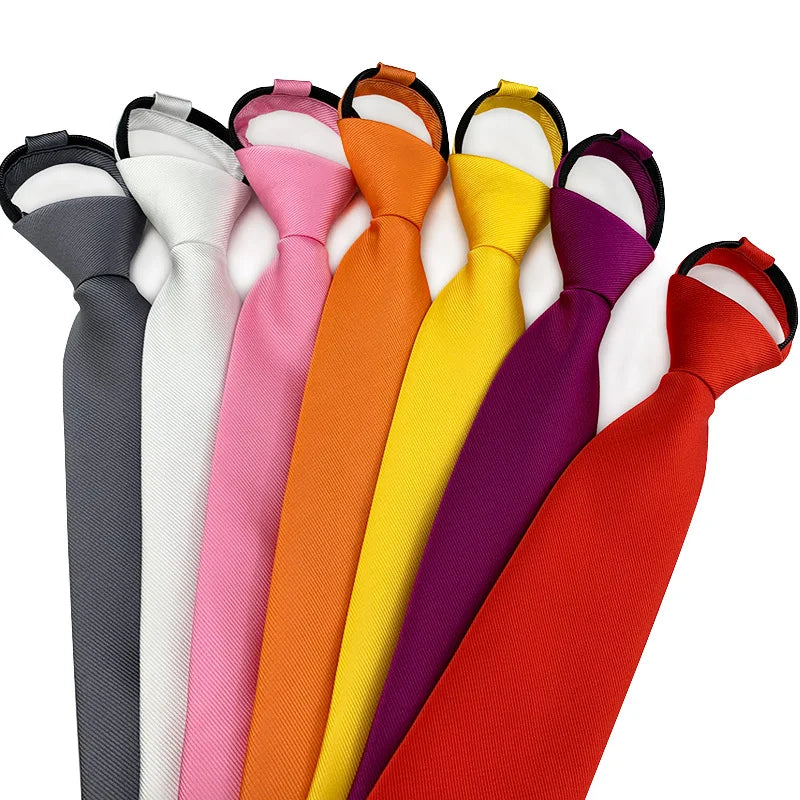 Zipper Tie Men Necktie Lazy Pre-tied Ties Solid 8cm Hot Sell Style Zipper Necktie For Men Women Bridegroom Wedding Wholesale