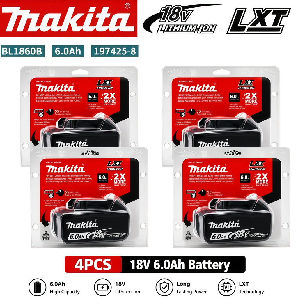 2026 Authentic Makita 6.0Ah Battery, Hot Selling 18V Tools Battery, Replaceable BL1830B L1840B L1850B L1860B, Power Tool Battery