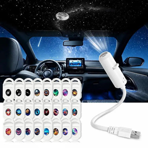 (Ce14)USB Galaxy Projector Night Light 360° Rotate LED Starry Sky Ambient Lamp For Party Home Decoration