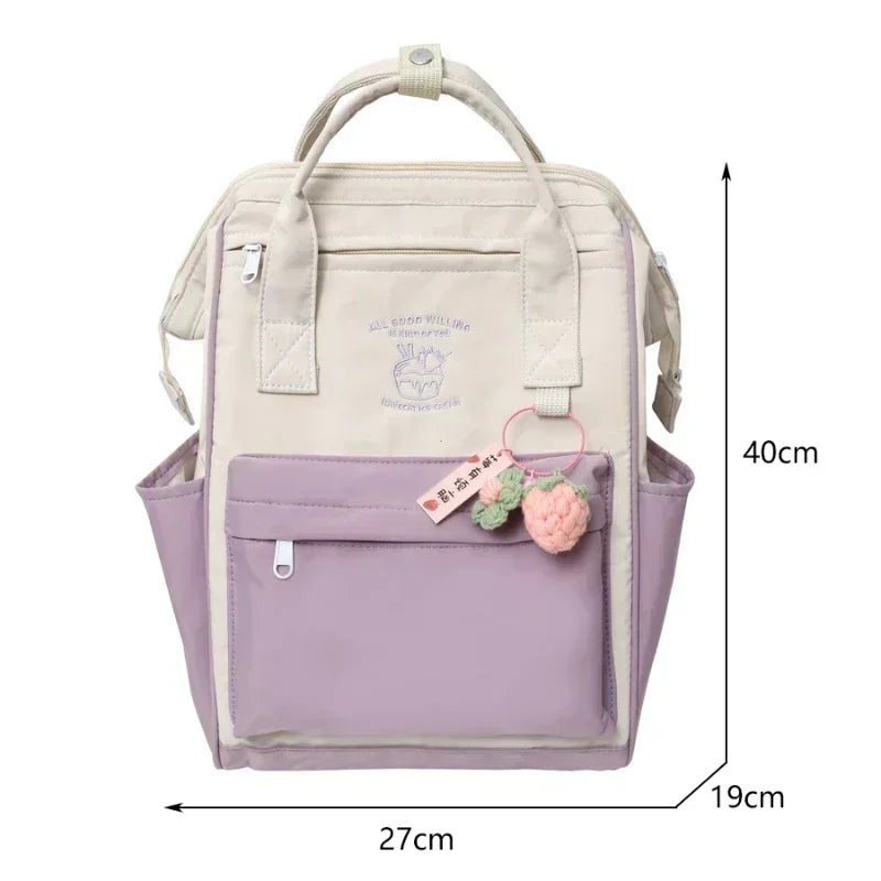 Japan Trend Color Matching Waterproof Backpack Leisure Travel Bagfor Women and Girls Large Capacity Sports Weekend Trip Sportbag