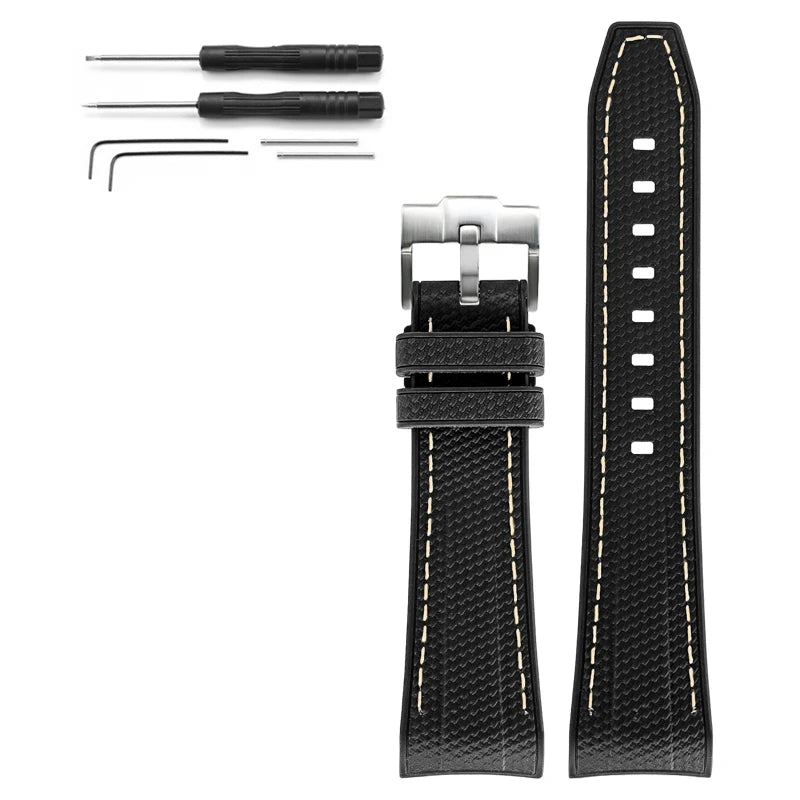 Rubber Silicone Watch Band for Swatch X Blancpain GREEN ABYSS Curved End Waterproof Sport Woven Pattern Strap Bracelet 22mm