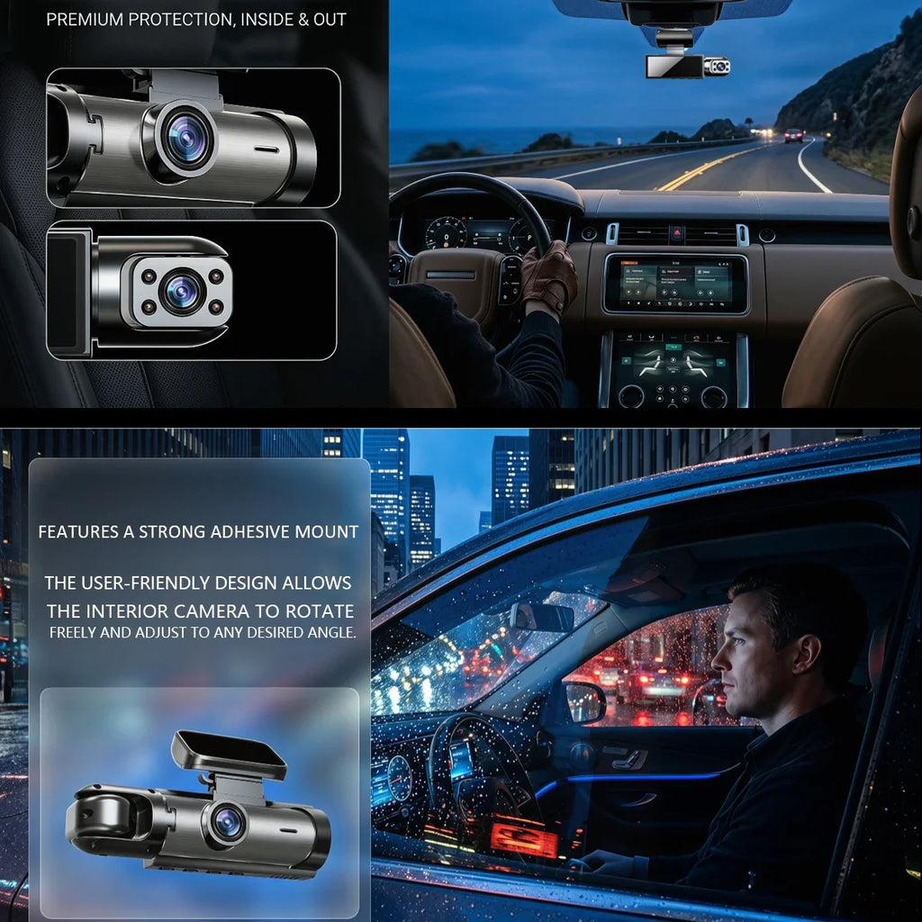 1080P WIFI Dual camera Dash Cam for cars Wide Angle Adjustable Vehicle Front And Inside car camera with IR Night Car DVR Came