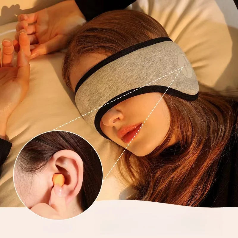 2 in 1 Earplugs And Adjustable Eye Mask Noise Reduction Travel Nap Sound Insulation Earmuffs for Better Sleep Anytime for Office
