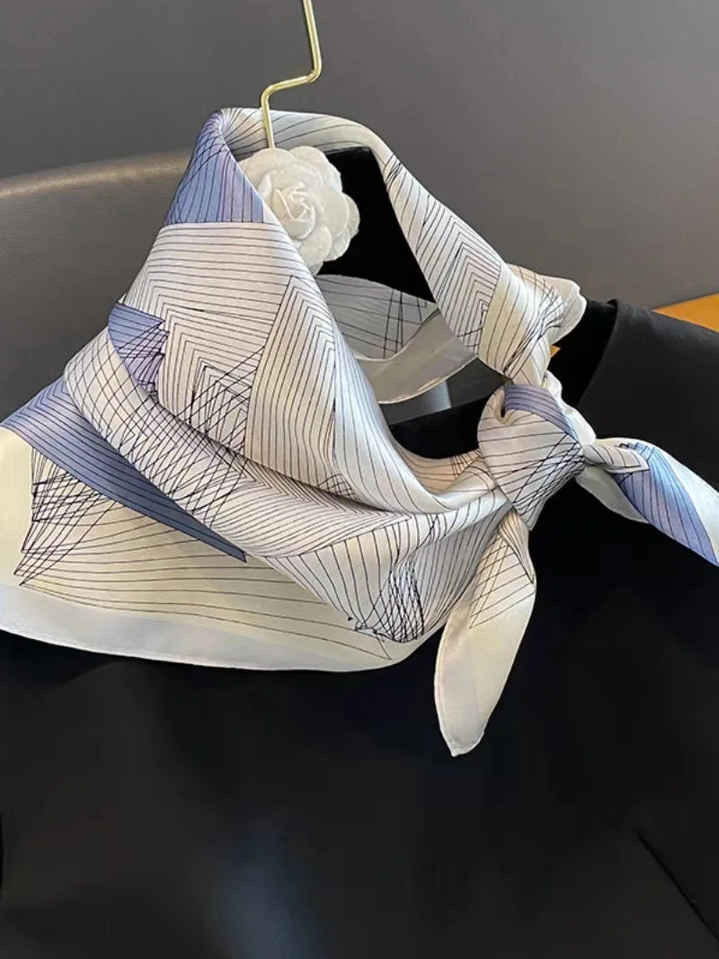 Luxury Design Silk Shawl Square Scarf For Women Satin Hijab Fashion Wraps Neckerchief Female Hair Bands Ribbon Headband Bandana