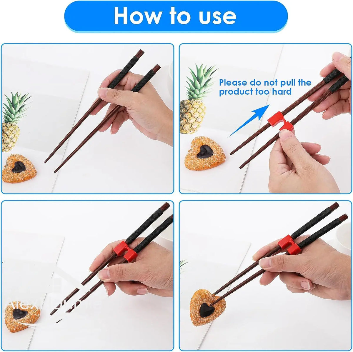 Pack of 6 Reusable Chopsticks Helpers Training Adults Kids Non-Slip Chopstick Hinges Connector Portable Practice Chopsticks Aids