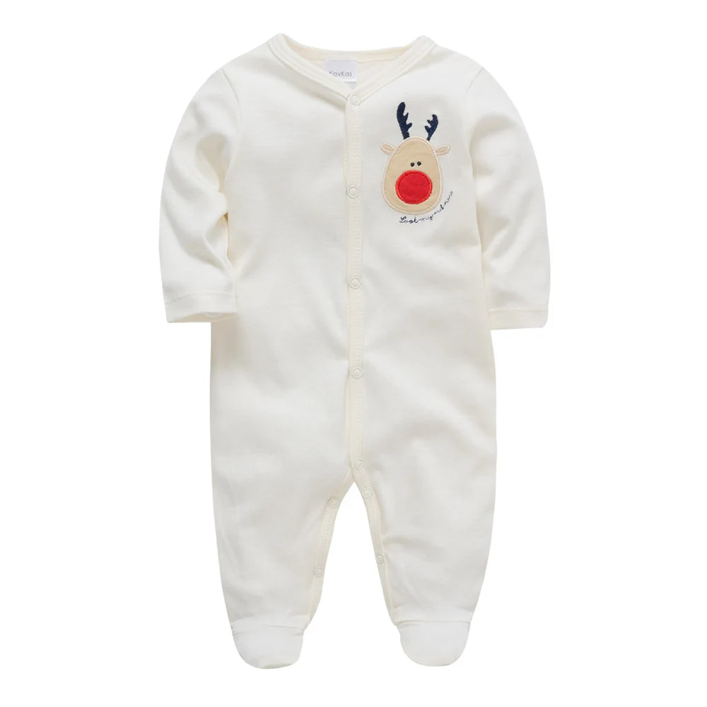 KAVKAS Baby Clothing Girls Pink Romper Cartoon Kids Pajamas Long Sleeve Jumpsuit Bebe Playsuit Girls Clothes  0`12 Monthes