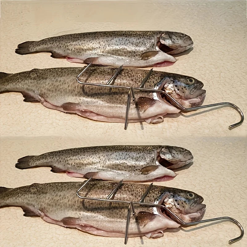 Fish Hooks for Smoking, Stainless Steel Butcher Hooks for Hot & Cold Smoked Fish, Commercial Grade S-Hooks for Meat Curing and P