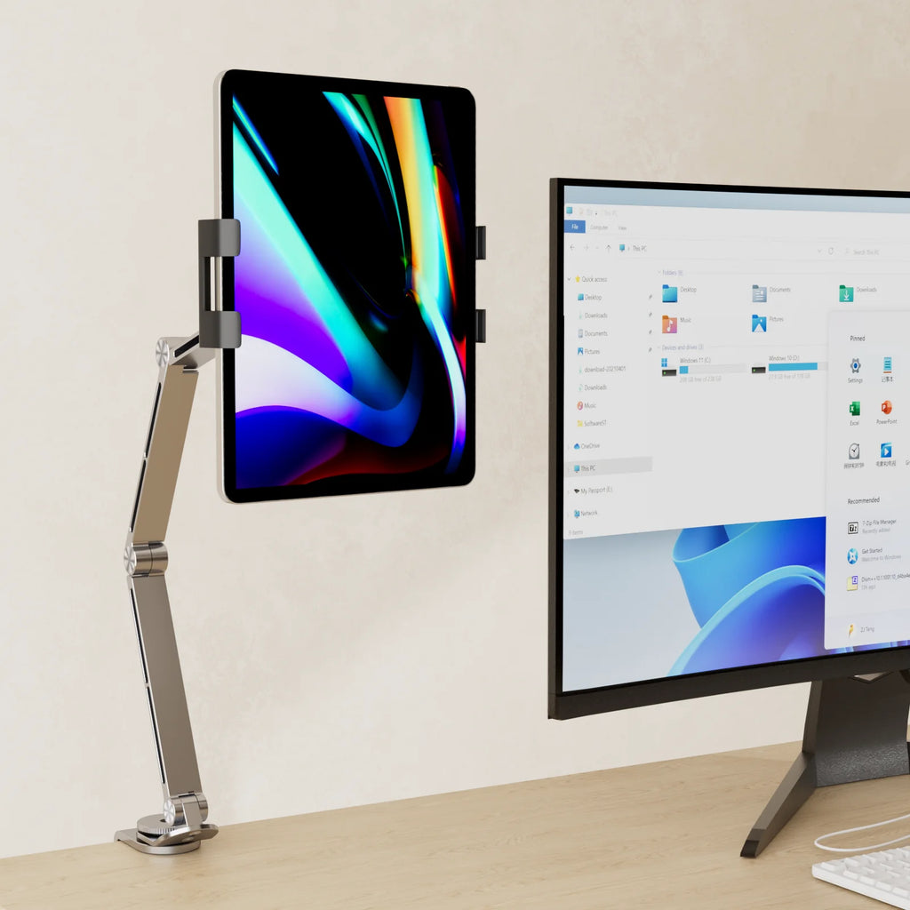 3 Rod Tablet Stand with 360 Rotation and Adjustable Angles Compatible With Tablets Phones and Laptops Portable and Foldable