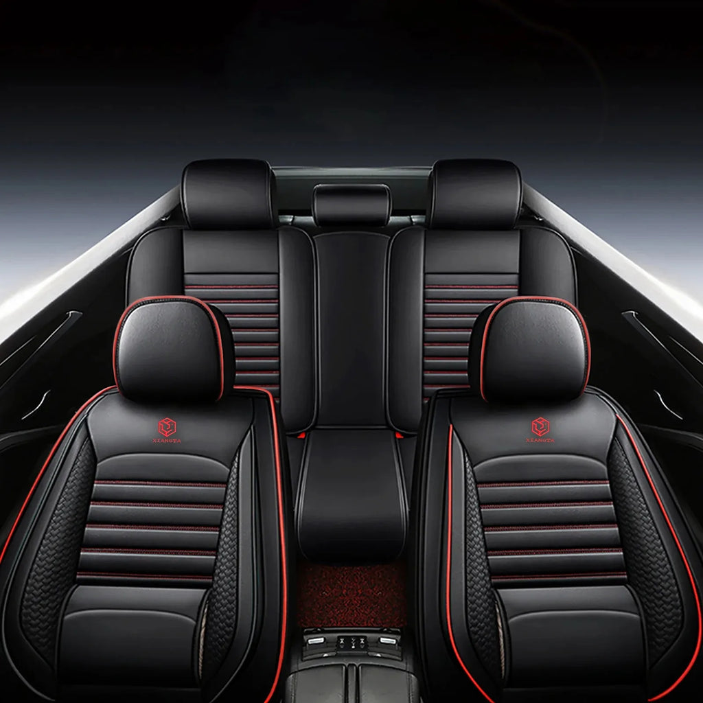 Universal Leather Car Seat Covers for SUVs  Sedans Trucks Breathable Elegant Easy-Clean Comfortable Fit Airbag Port Waterproof