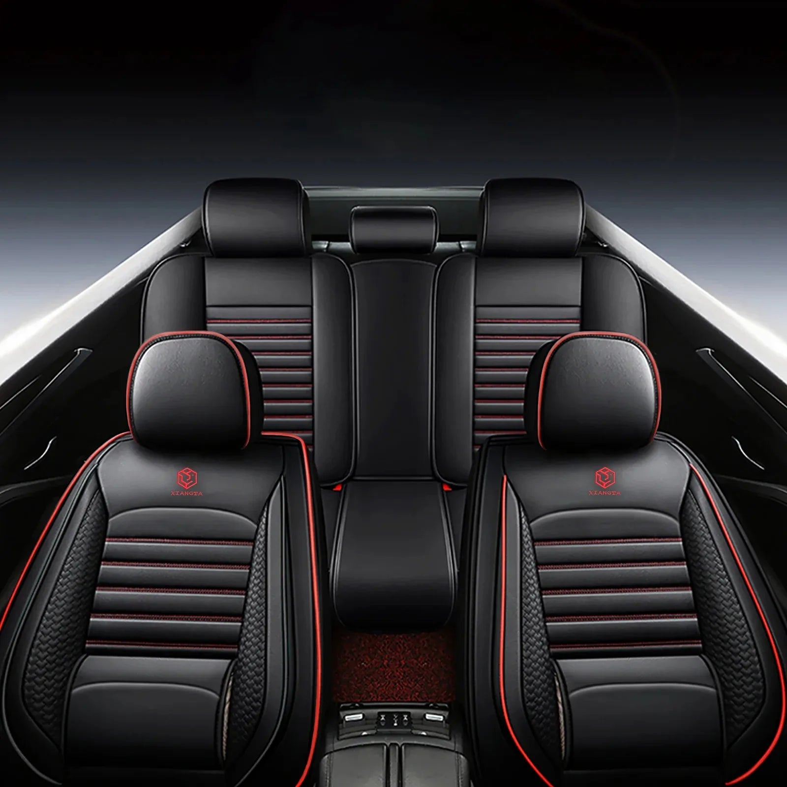 Universal Leather Car Seat Covers for SUVs  Sedans Trucks Breathable Elegant Easy-Clean Comfortable Fit Airbag Port Waterproof
