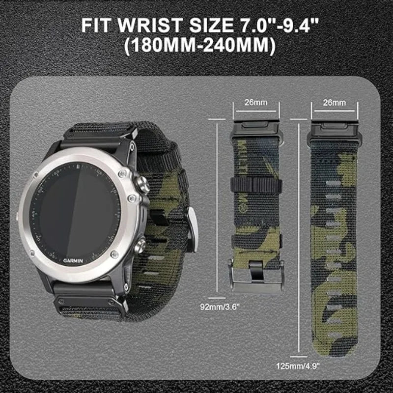 QuickFit 22mm 26mm Nylon Strap For Garmin Fenix 7 7X 6X Pro/Epix Pro Gen 2 51mm 47mm/Fenix6 5Plus 5XPlus Braided Watchband