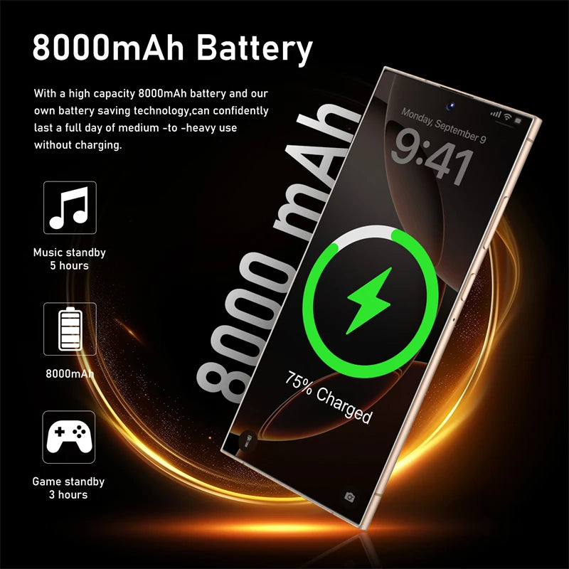S25 ultra New smartphone 7.3inch HD 8000Mah Screen 16GB+1TB Android14 cellulare CellPhone 5G Mobile Dual Sim Face Unlocked AC24