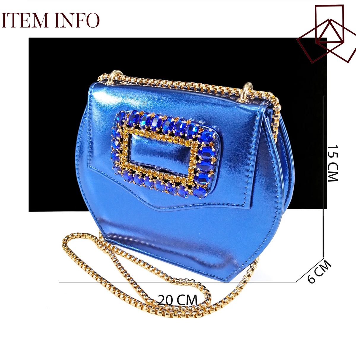 QSGFC Women High Heels Shoes for Women  Rhinestone Italian Designer Royal blue Color Pointed-Toe Shoes and Bags Set